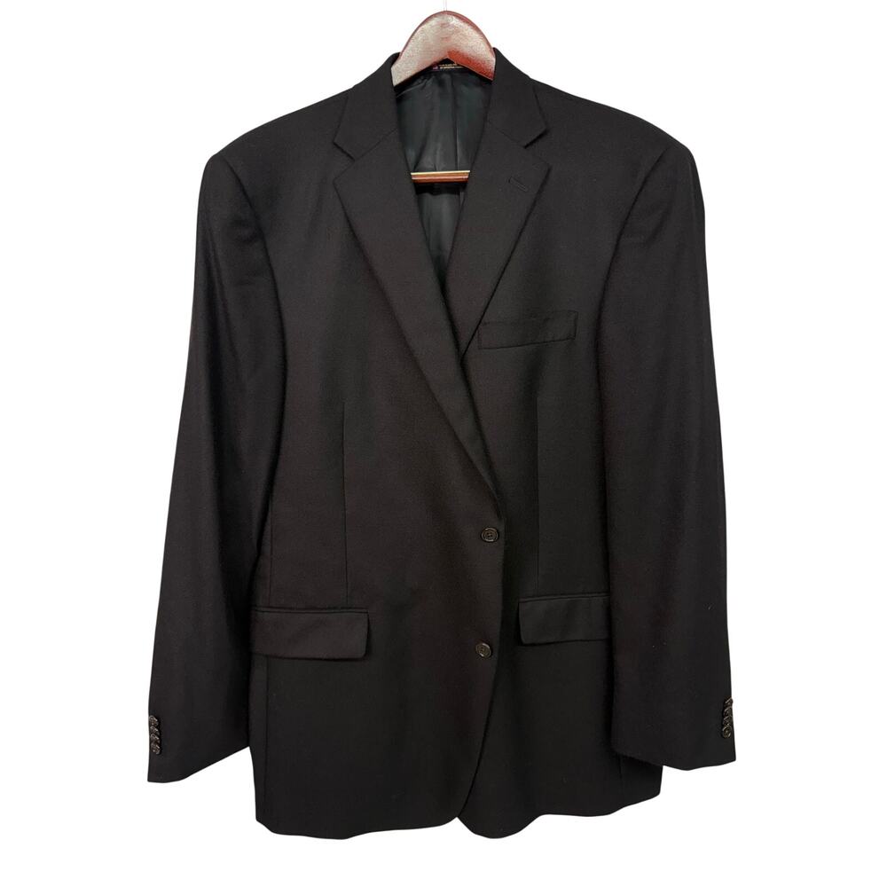 Hart Schaffner Marx Black Two Button Loro Piana Cashmere Suit Jacket Blazer 48L
